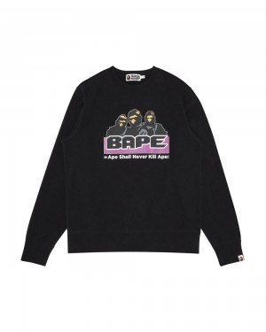 Bluza Bape Archive Crewneck Męskie Czarne | 62513FCIZ