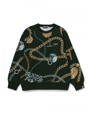 Bluza Bape Jewels Crewneck Męskie Jasny Zielone | 40612LIDN