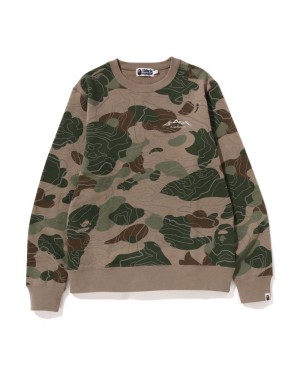 Bluza Bape Layered Line Crewneck Męskie Szare Brązowe | 85793VLPI