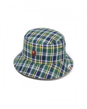 Kapelusz Bape Mini Check Bucket Męskie Głęboka Zielone | 65184ZVXR