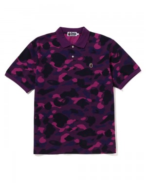 Koszulki Bape Ape Head One Point Polo Męskie Fioletowe | 15608EDWH