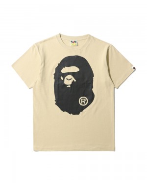 Koszulki Bape Bicolour Big Ape Head Męskie Beżowe | 72450QXOM