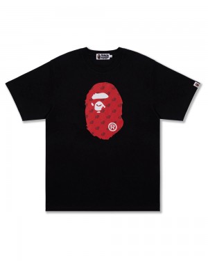 Koszulki Bape Cloud Head Monogram Big Ape Head Męskie Czarne | 78465OPLM