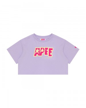 Koszulki Bape Double logo cropped Damskie Fioletowe | 46570DPSO