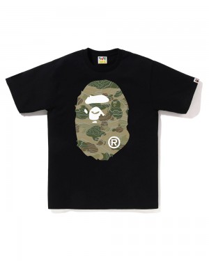 Koszulki Bape Layered Line Big Ape Męskie Czarne | 91308VETQ