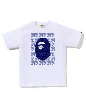 Koszulki Bape Logo Monogram Męskie Białe | 29617KTUW