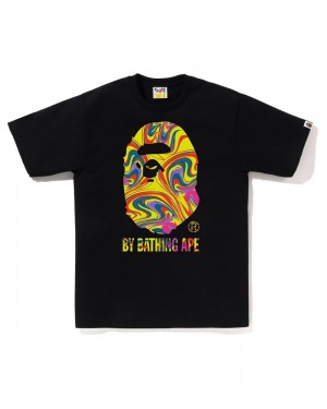 Koszulki Bape Marbling By Bathing Ape Męskie Czarne | 46923QWGX