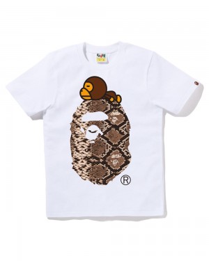 Koszulki Bape Snake Milo On Big Ape Damskie Białe | 56104OSUB