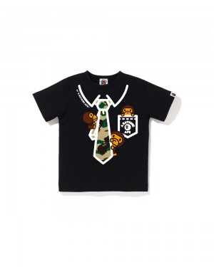 Najfatalniejszy Bape 1st Baby Milo Neck Tie Print Dziecięce Czarne | 52841SCNA