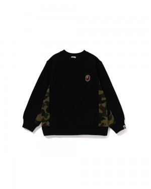 Najfatalniejszy Bape 1st Panel Ape Head One Point Crewneck Dziecięce Czarne | 60524VWCA