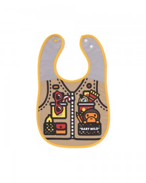 Najfatalniejszy Bape Baby Woodland Milo Fishing Vest Print Reversible Bib Dziecięce Beżowe | 24371JKBE