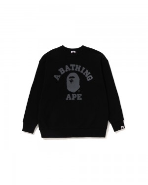 Najfatalniejszy Bape College Crewneck Jr Dziecięce Czarne | 95468UEYN