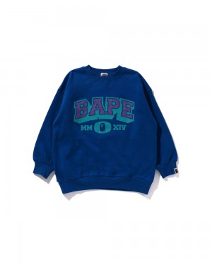 Najfatalniejszy Bape Line Crewneck Dziecięce Królewski Niebieski Niebieskie | 65274IDYG