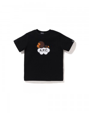 Najfatalniejszy Bape X A.P.C. Milo Dziecięce Czarne | 86345DIYT