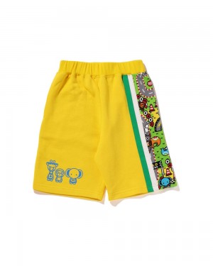 Spodnie Bape Baby Milo Wyścigowe Sweat Shorts Dziecięce Cytrynowy Żółte | 57168IFVX