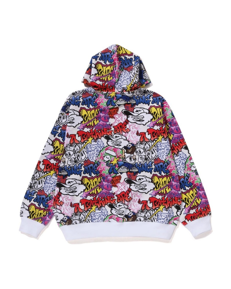 Bluza Bape Graffiti Pattern Pullover Hoodie Męskie Kolorowe | 10859IZDH