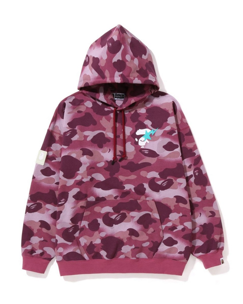 Bluza Bape Grid Oversized Hoodie Damskie Głęboka Różowe | 70624OUYM