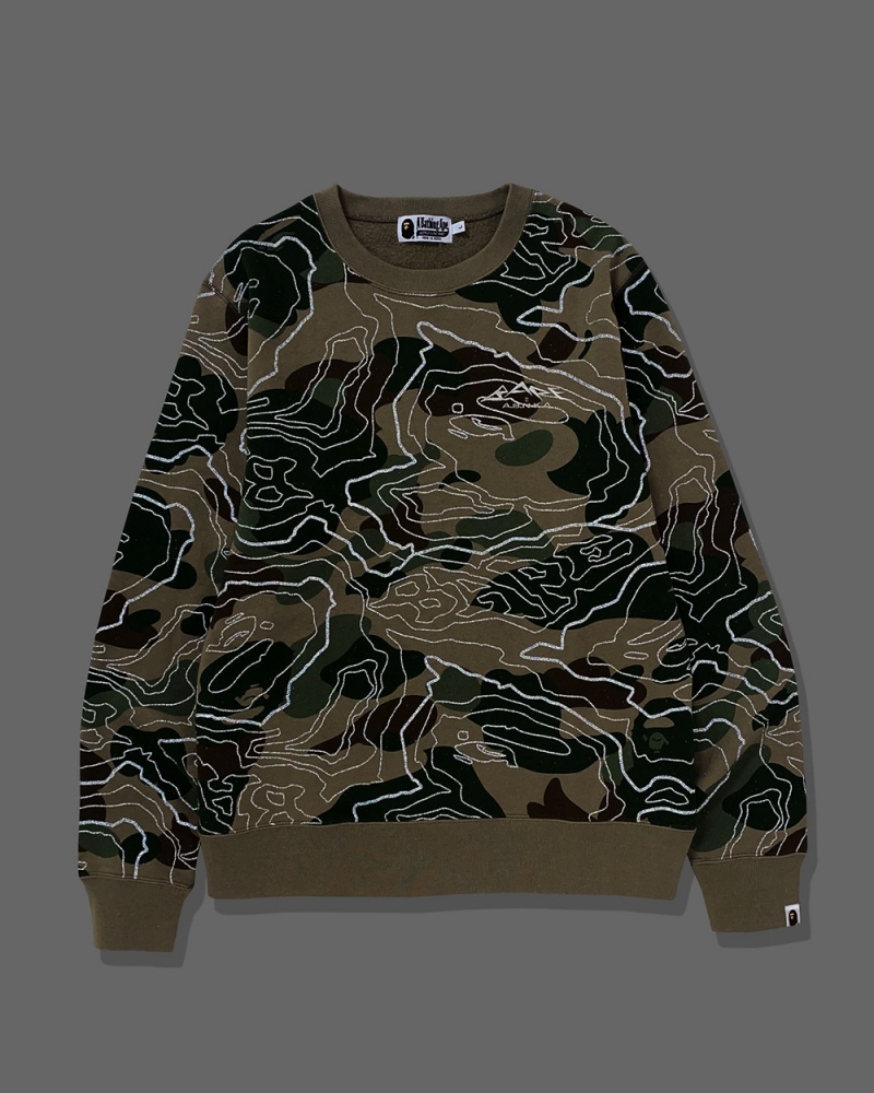 Bluza Bape Layered Line Crewneck Męskie Szare Brązowe | 85793VLPI