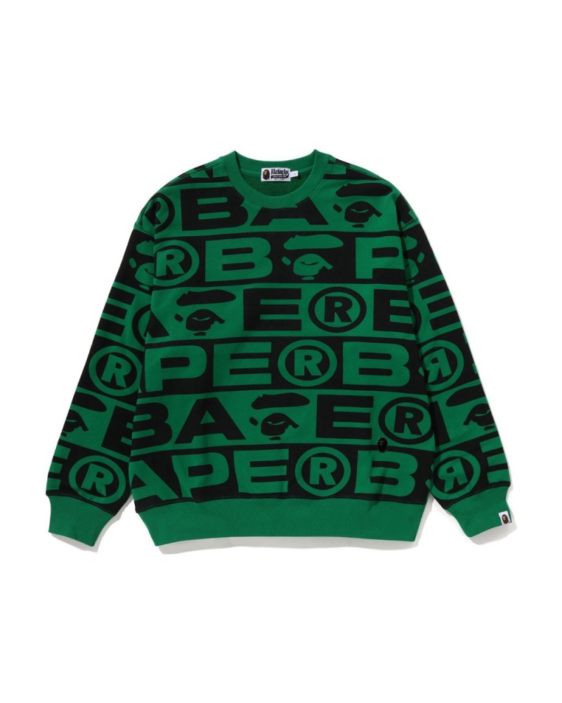 Bluza Bape Lux Sportowe Pattern Oversized Crewneck Męskie Turkusowe | 58206ACEN