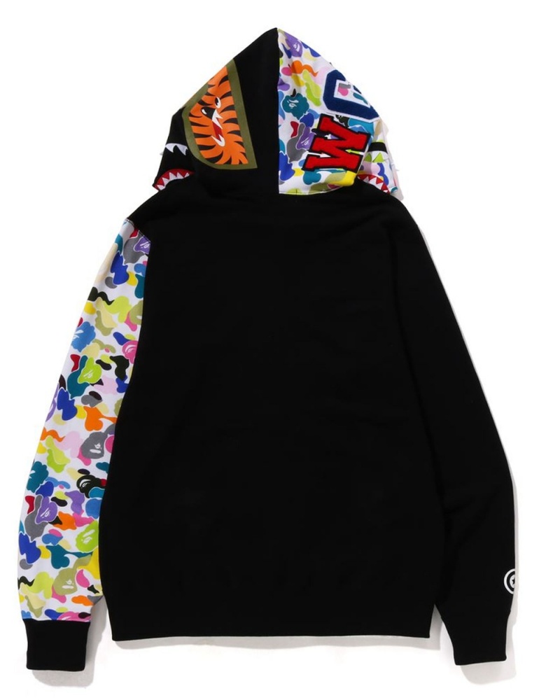 Bluza Bape Multi NYC Logo Shark Full Zip Hoodie Męskie Czarne | 19357JFRT