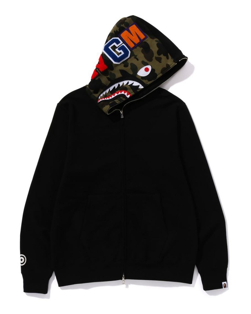 Bluza Bape Shark Full Zip Hoodie Męskie Czarne | 67231HGEF