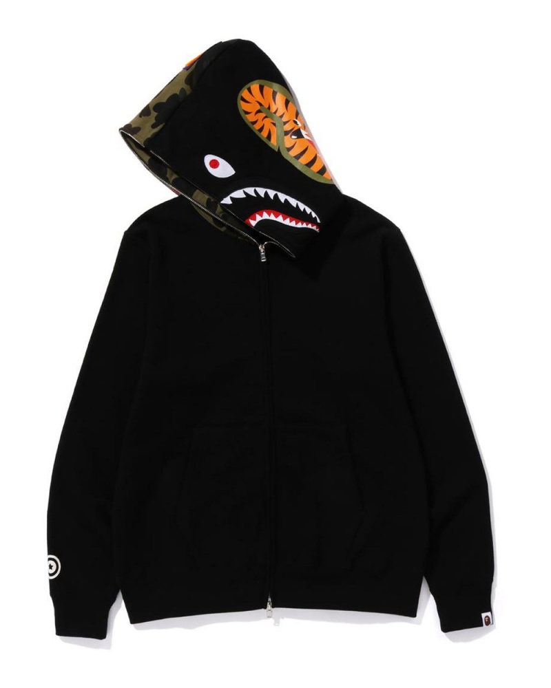 Bluza Bape Shark Full Zip Hoodie Męskie Czarne | 67231HGEF