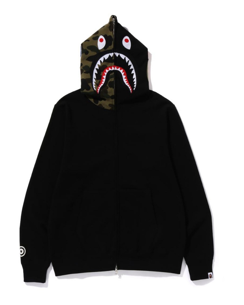 Bluza Bape Shark Full Zip Hoodie Męskie Czarne | 67231HGEF