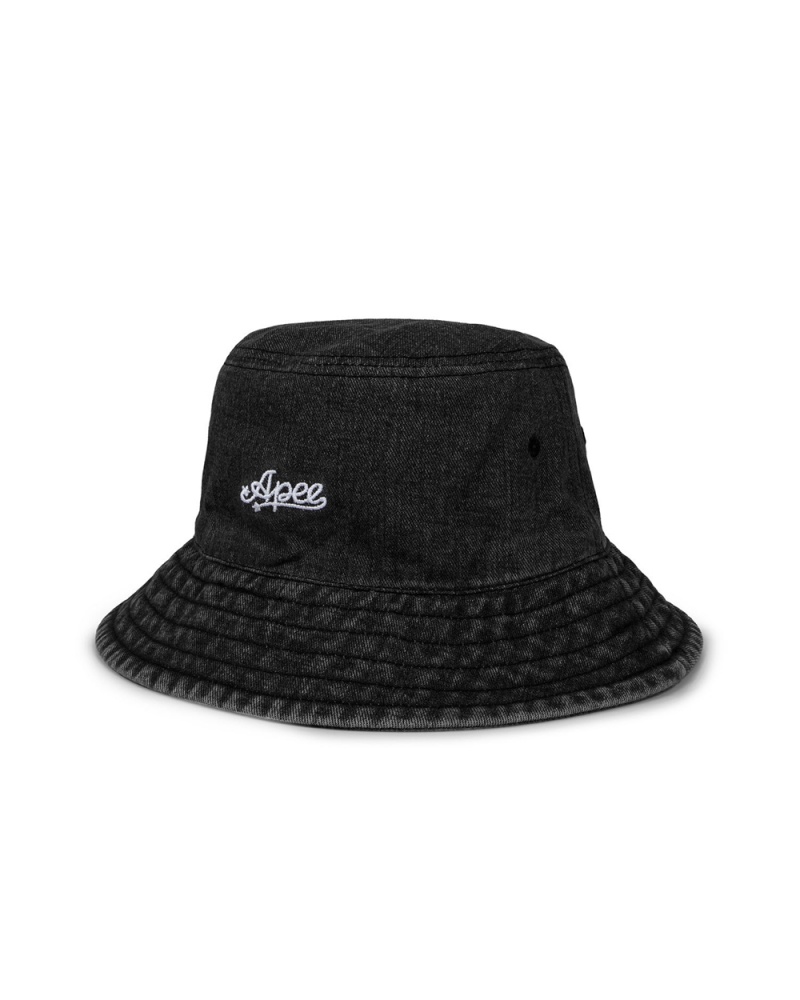 Kapelusz Bape Denim bucket Damskie Czarne | 85071PUBS