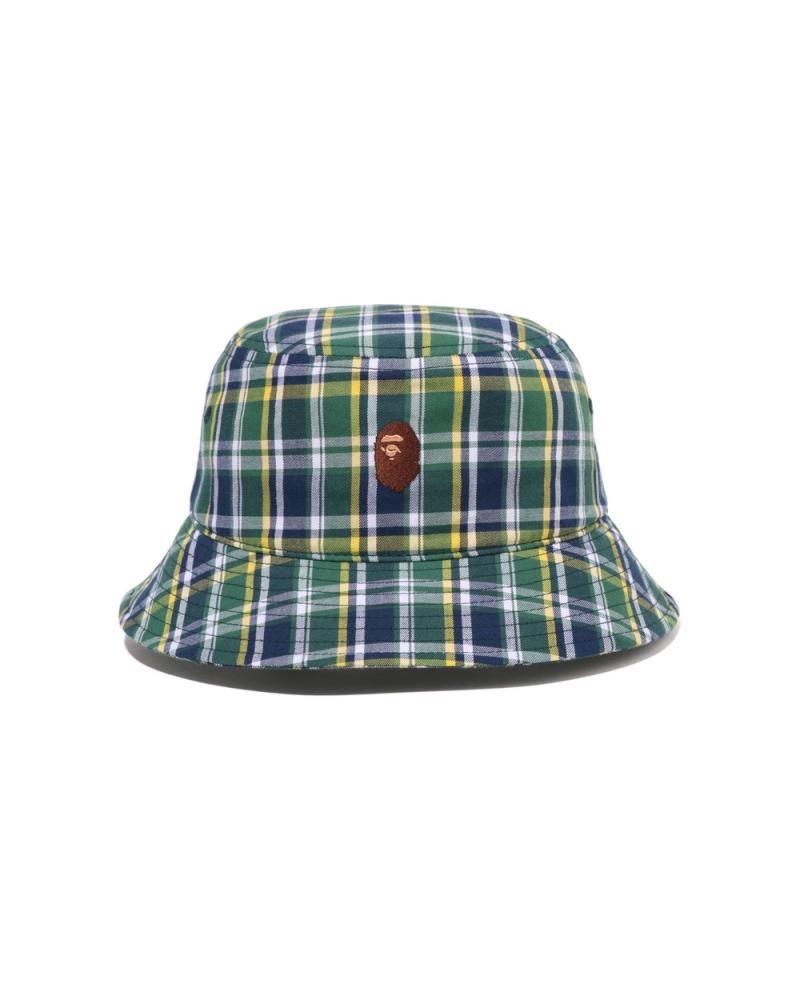 Kapelusz Bape Mini Check Bucket Męskie Głęboka Zielone | 65184ZVXR