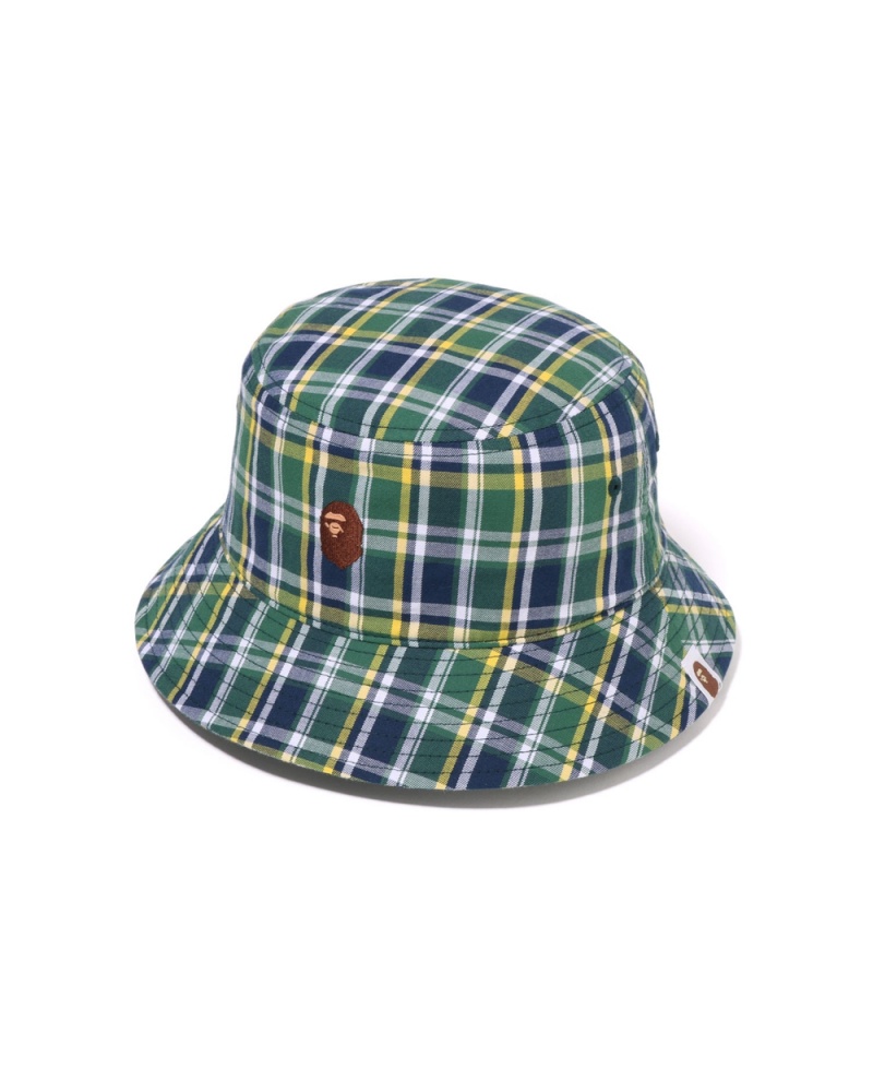 Kapelusz Bape Mini Check Bucket Męskie Głęboka Zielone | 65184ZVXR