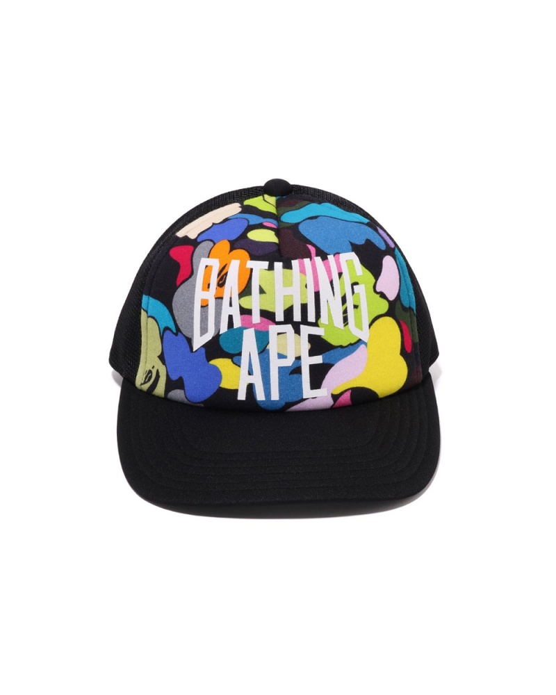 Kapelusz Bape Multi Camo NYC Logo Mesh Męskie Czarne | 20894CTUX