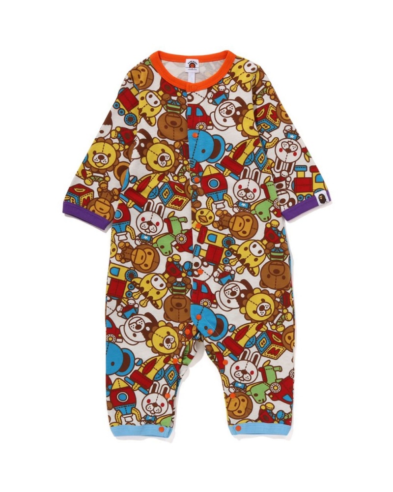 Kombinezony Długi Bape Babies Baby Milo Toy Box Rompers Dziecięce Kremowe | 48136LSUD