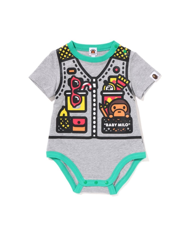 Kombinezony Długi Bape Babies Baby Milo Vest Print Dziecięce Szare | 39071CKUS