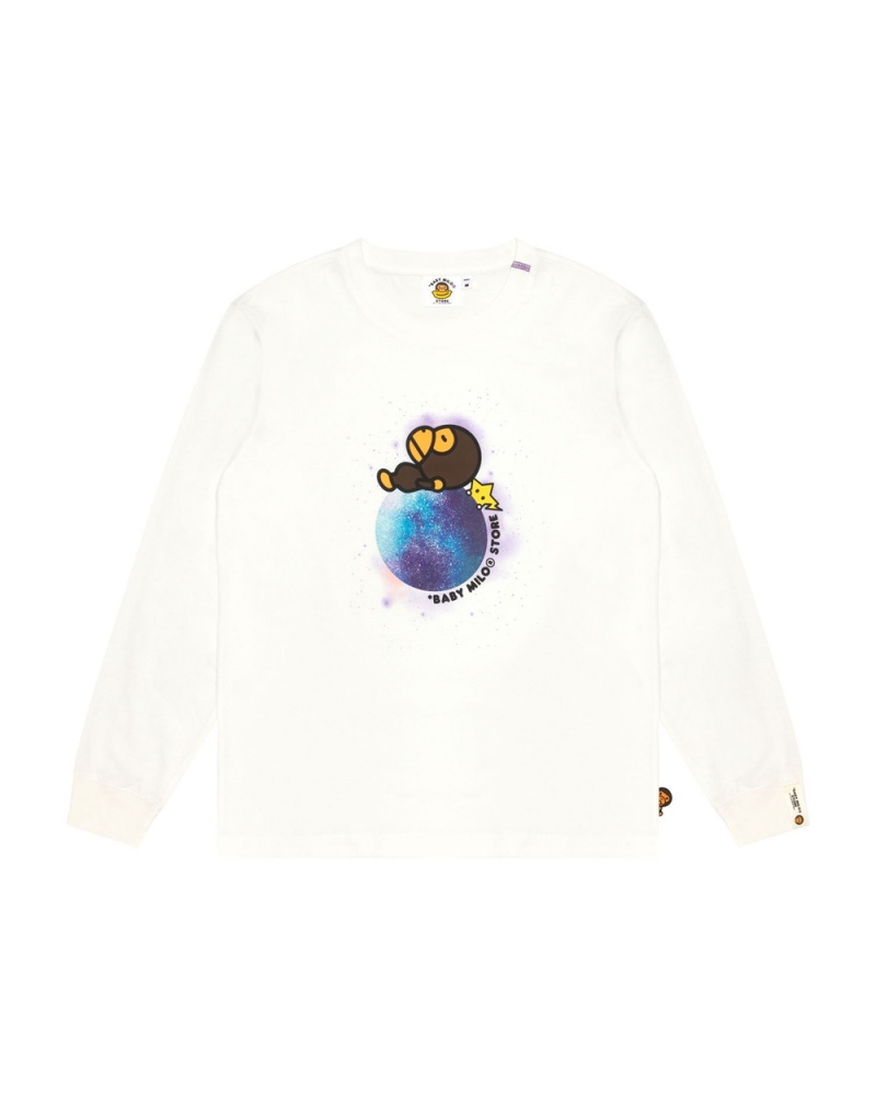 Koszulki Bape Baby Milo graphic long sleeve Damskie Białe | 31498WQMN