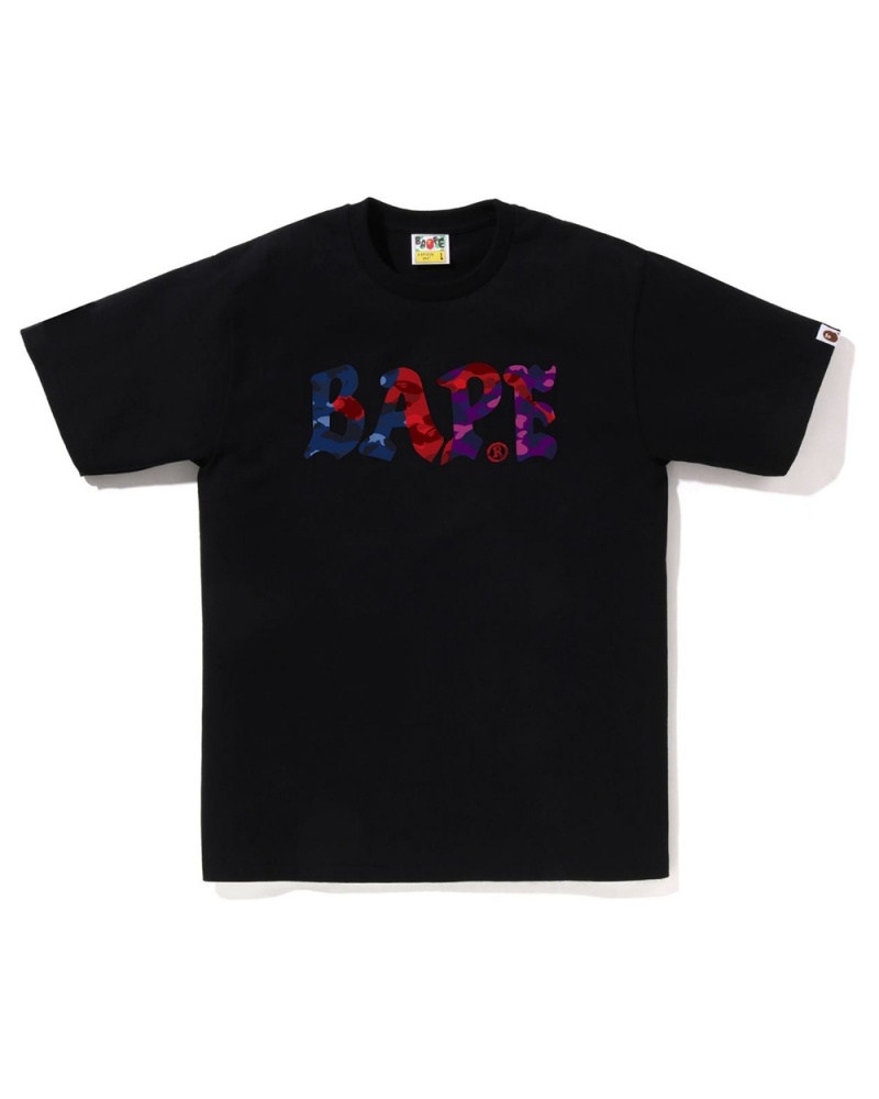 Koszulki Bape Crazy Logo Męskie Czarne | 90536AVJL