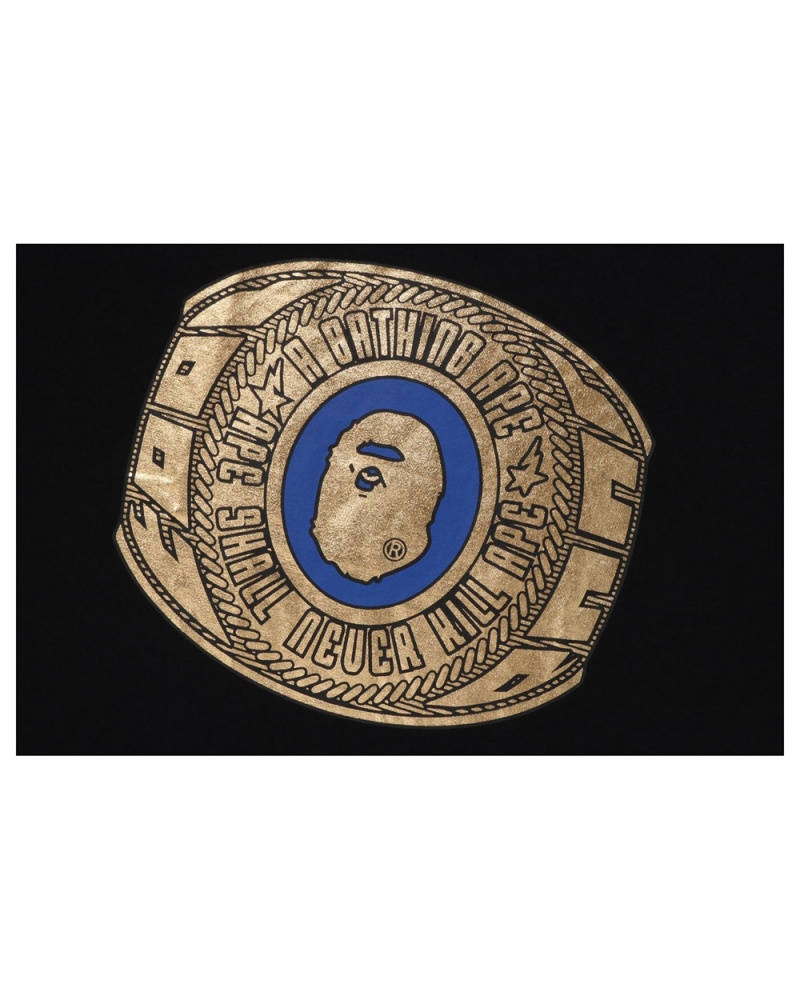 Koszulki Bape Foil College Ring Męskie Czarne | 74398ZYHV