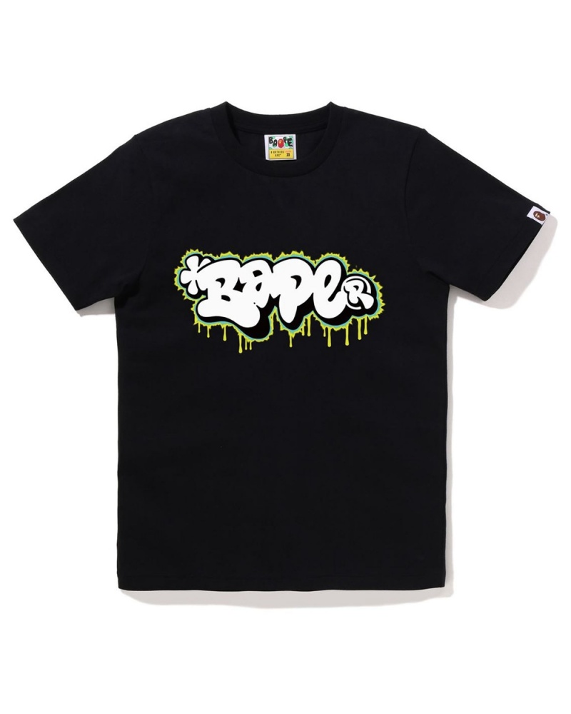 Koszulki Bape Graffiti Logo Damskie Czarne | 78163BTMI