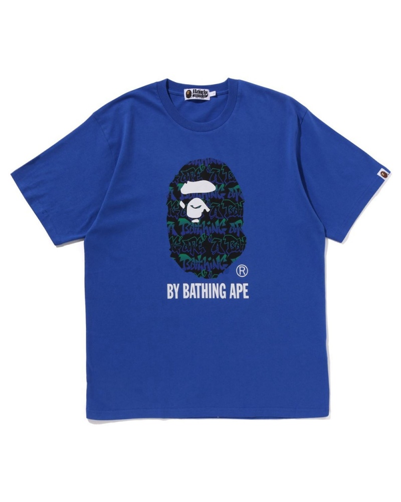 Koszulki Bape Graffiti Pattern By Bathing Ape Męskie Niebieskie | 31709TGPX