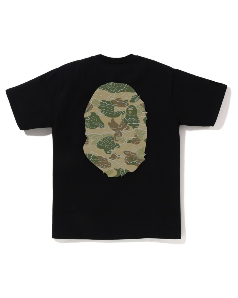 Koszulki Bape Layered Line Big Ape Męskie Czarne | 91308VETQ