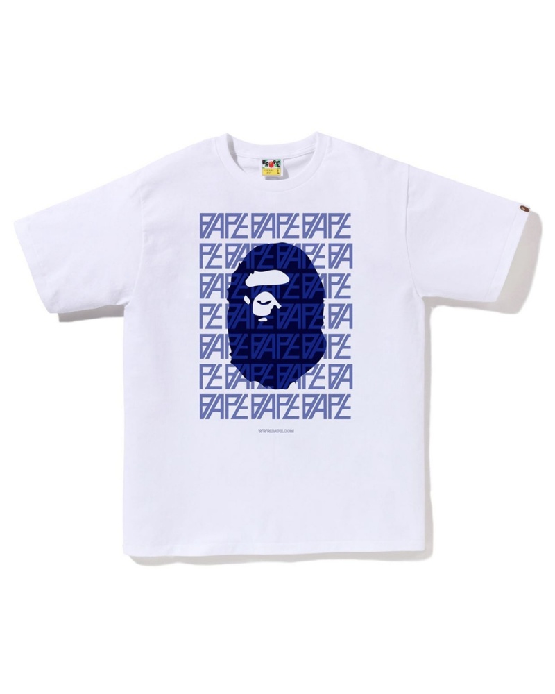 Koszulki Bape Logo Monogram Męskie Białe | 29617KTUW