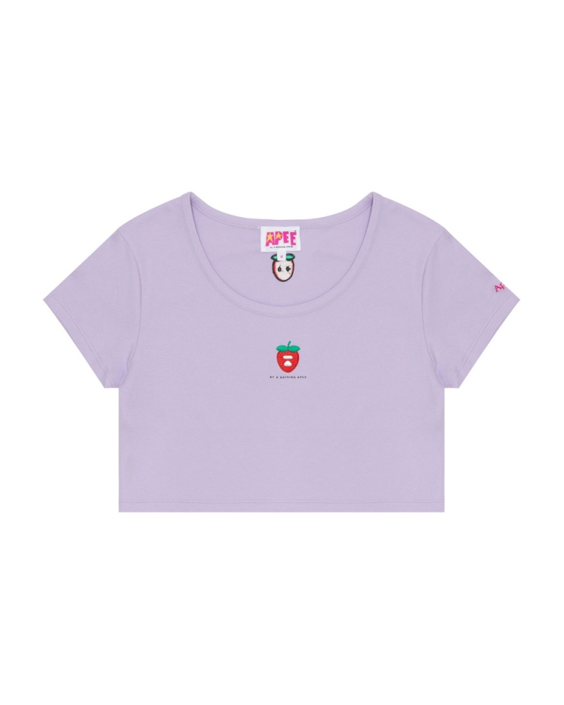 Koszulki Bape Logo berry Damskie Fioletowe | 24518MZXK