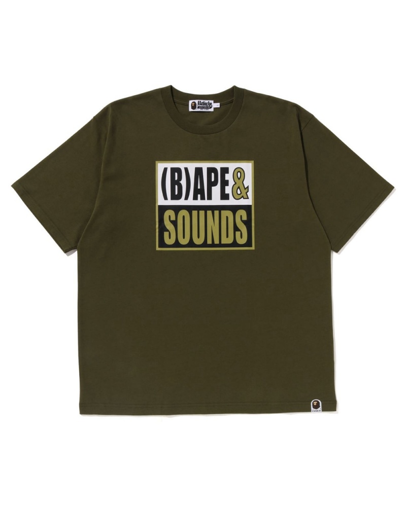 Koszulki Bape Sounds Logo Męskie Zielone | 45263BAVZ