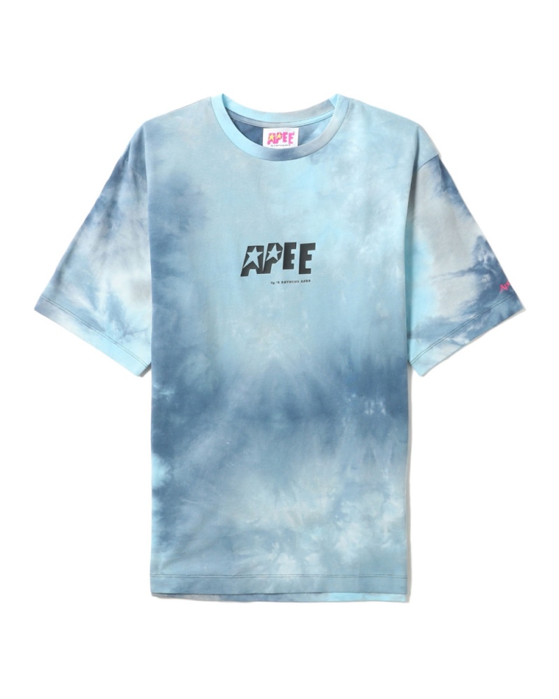 Koszulki Bape Tie-dye graphic slit Damskie Niebieskie | 04193IVLR