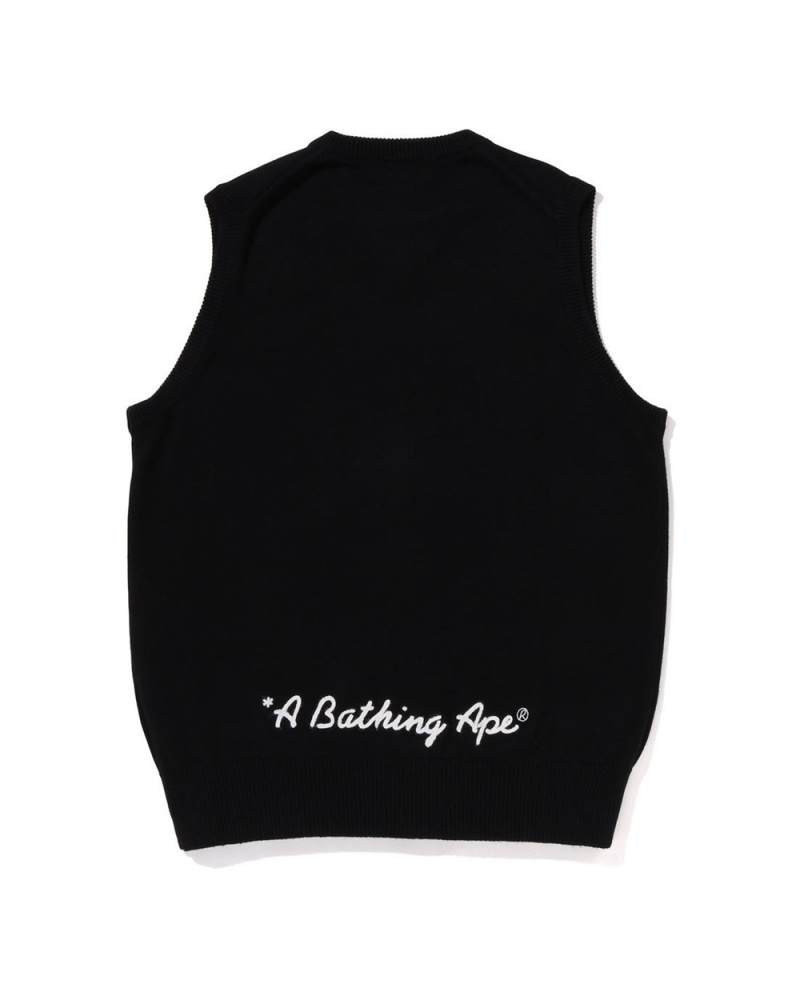 Kurtki Bape Ape Head One Point Vest Męskie Czarne | 13064GJXT