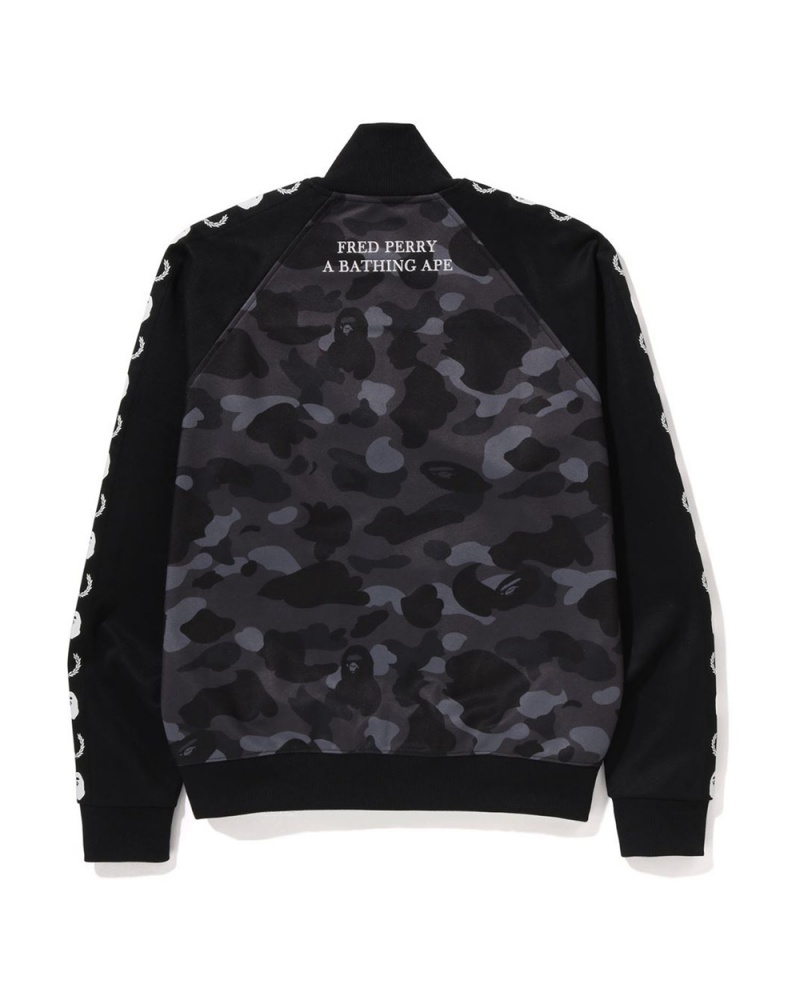 Kurtki Bape X Fred Perry Track Męskie Czarne | 24396OXMW