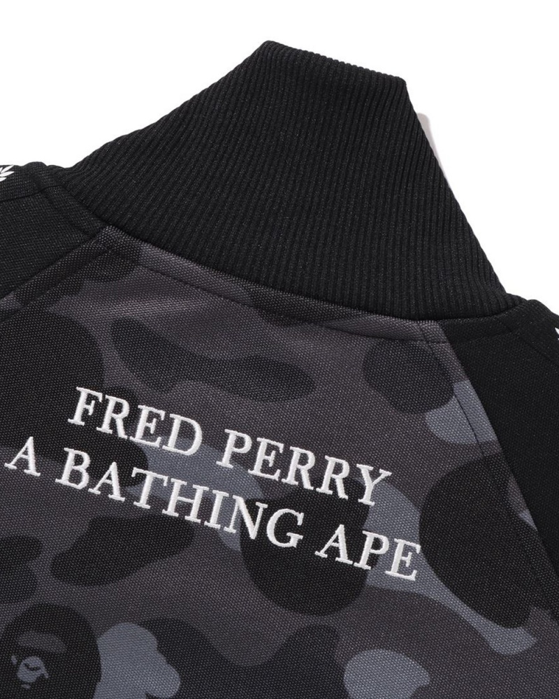 Kurtki Bape X Fred Perry Track Męskie Czarne | 24396OXMW