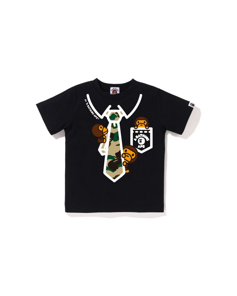 Najfatalniejszy Bape 1st Baby Milo Neck Tie Print Dziecięce Czarne | 52841SCNA