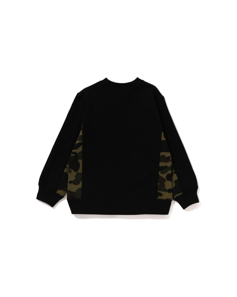 Najfatalniejszy Bape 1st Panel Ape Head One Point Crewneck Dziecięce Czarne | 60524VWCA