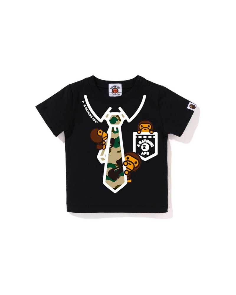 Najfatalniejszy Bape Babies 1st Baby Milo Neck Tie Print Dziecięce Czarne | 27481GDIK