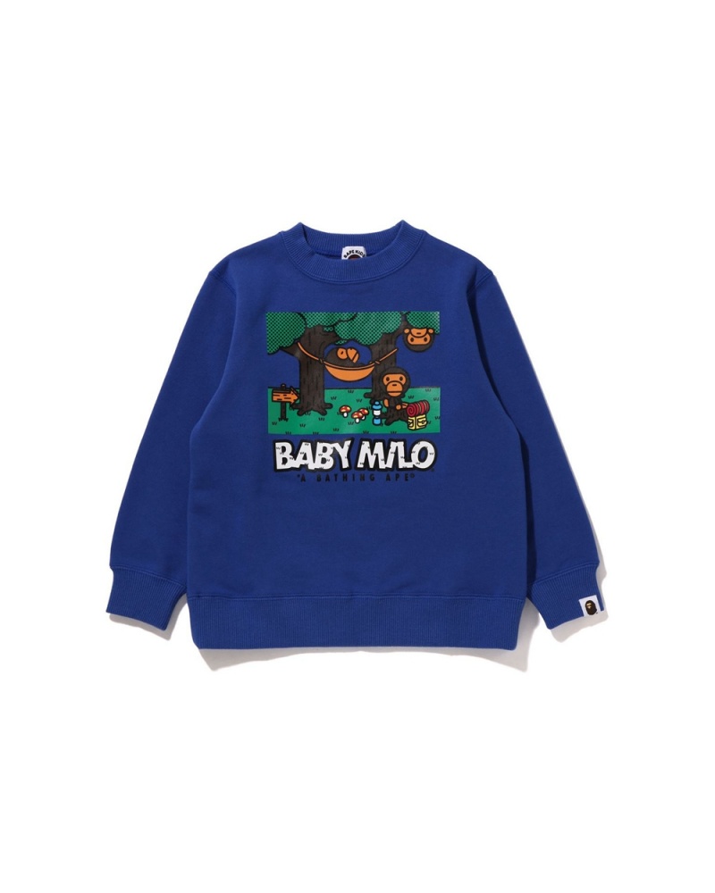 Najfatalniejszy Bape Baby Milo Hammock Crewneck Dziecięce Niebieskie | 10957YPSQ